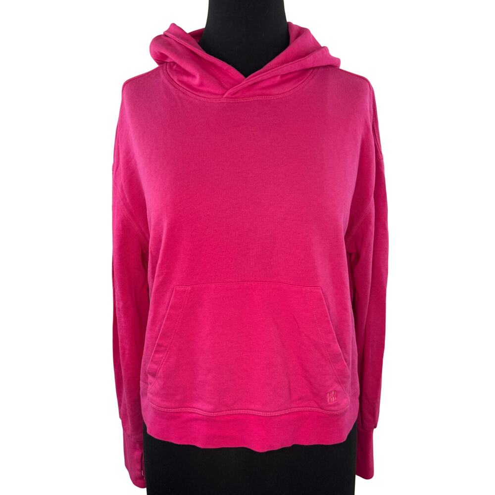 Sweaty Betty Pink Hoodie Cotton Thumb Holes Drop Shoulder Pullover Size Small S